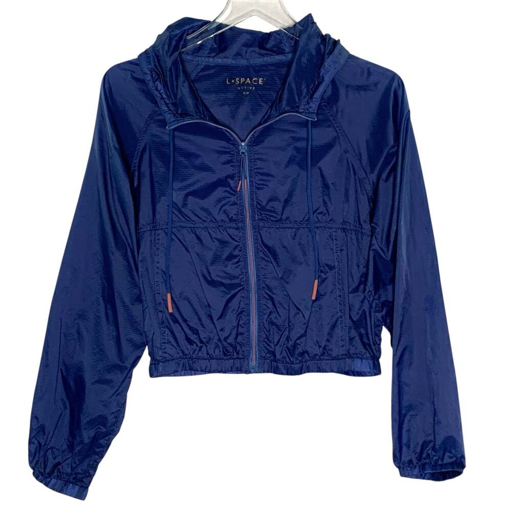 Lspace Active S Womens Navy Blue Flyaway Jacket Cropped Full Zip Running